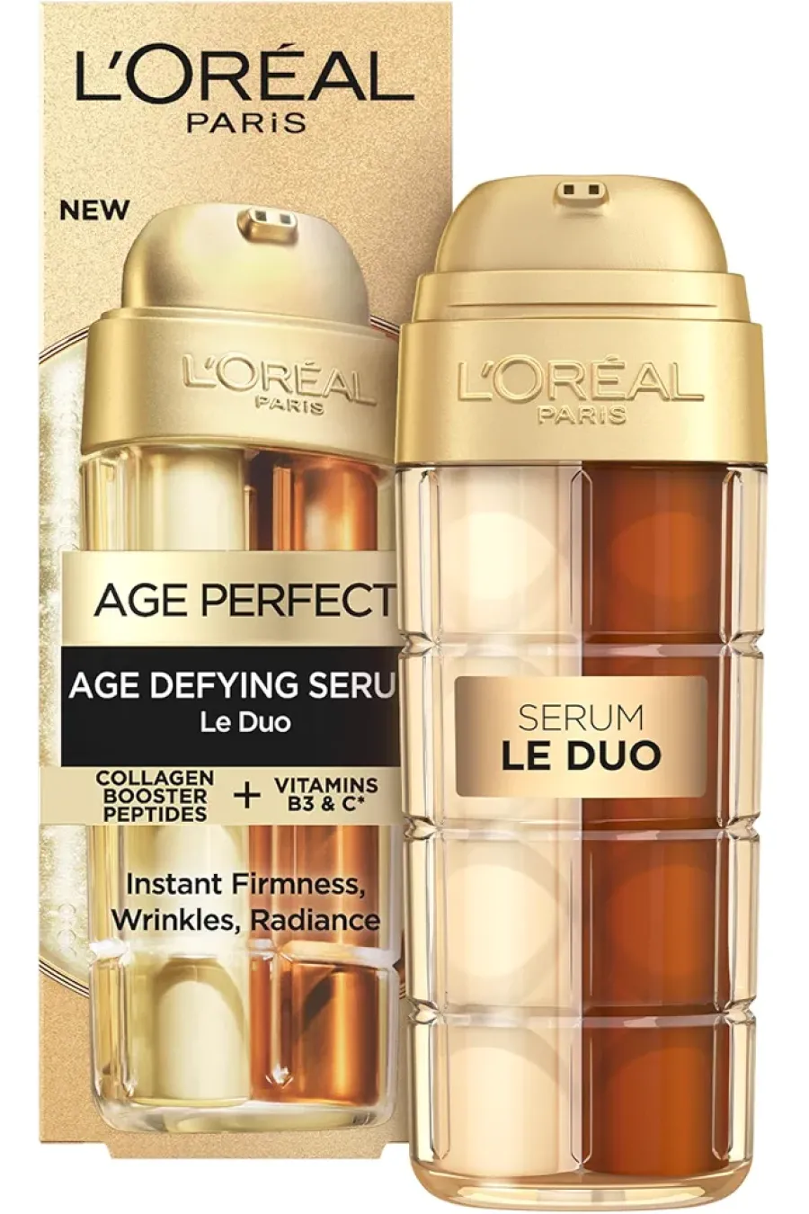 ویژگی‌های سرم ضد پیری دوکاره سفت کننده و روشن کننده پوست با کلاژن لورال پاریس L'Oreal Paris
