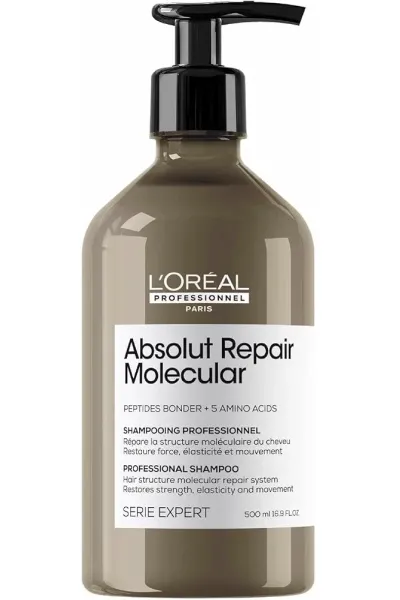 خرید و قیمت شامپو ترمیم‌کننده مولکولی پروفشنال مدل Absolut Repair Molecular تقویت‌کننده موهای آسیب‌دیده و ضعیف ۵۰۰ میل L'Oreal Paris  لورال پاریس اصل